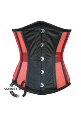 Red and Black Satin Waist Cincher Underbust Halloween Corset Plus Size Top